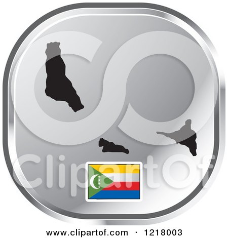 Clipart of a Silver Comoros Map and Flag Icon - Royalty Free Vector Illustration by Lal Perera