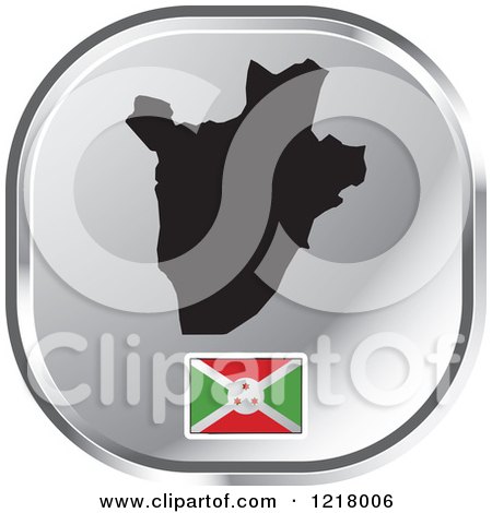 Clipart of a Silver Burundi Map and Flag Icon - Royalty Free Vector Illustration by Lal Perera