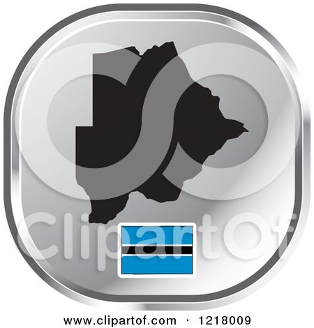 Clipart of a Silver Botswana Map and Flag Icon - Royalty Free Vector Illustration by Lal Perera