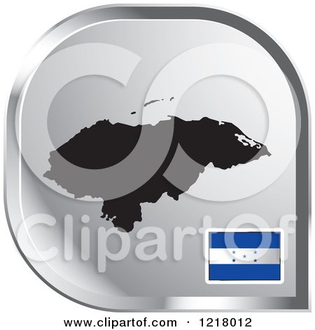 Clipart of a Silver Honduras Map and Flag Icon - Royalty Free Vector Illustration by Lal Perera