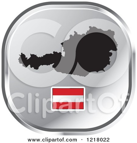 Clipart of a Silver Austria Map and Flag Icon - Royalty Free Vector Illustration by Lal Perera