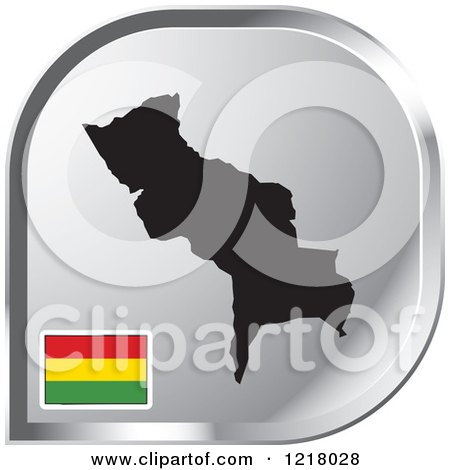 Clipart of a Silver Bolivia Map and Flag Icon - Royalty Free Vector Illustration by Lal Perera