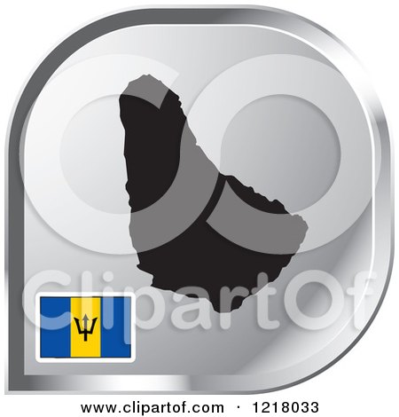 Clipart of a Silver Barbados Map and Flag Icon - Royalty Free Vector Illustration by Lal Perera