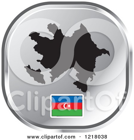 Clipart of a Silver Azerbaijan Map and Flag Icon - Royalty Free Vector Illustration by Lal Perera