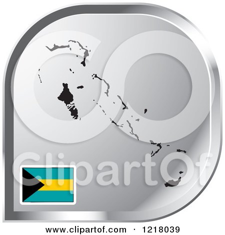 Clipart of a Silver Bahamas Map and Flag Icon - Royalty Free Vector Illustration by Lal Perera