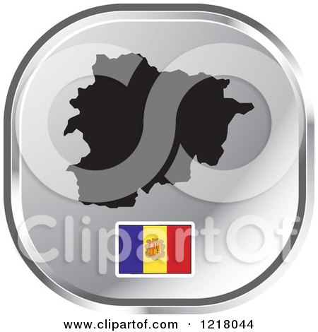 Clipart of a Silver Andorra Map and Flag Icon - Royalty Free Vector Illustration by Lal Perera