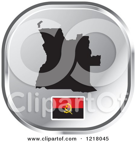 Clipart of a Silver Angola Map and Flag Icon - Royalty Free Vector Illustration by Lal Perera