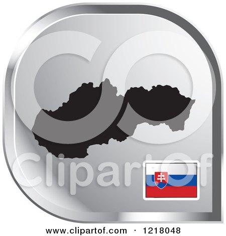 Clipart of a Silver Slovakia Map and Flag Icon - Royalty Free Vector Illustration by Lal Perera
