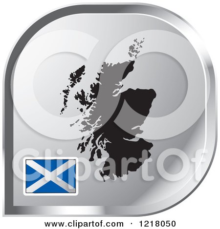 Clipart of a Silver Scotland Map and Flag Icon - Royalty Free Vector Illustration by Lal Perera