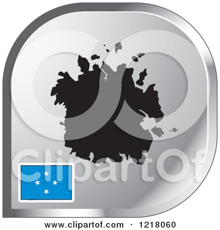 Clipart of a Silver Micronesia Map and Flag Icon - Royalty Free Vector Illustration by Lal Perera