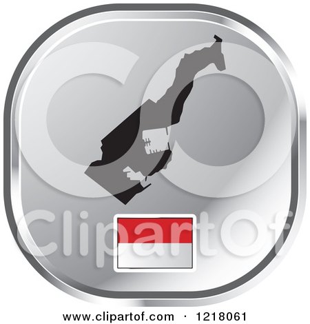Clipart of a Silver Monaco Map and Flag Icon - Royalty Free Vector Illustration by Lal Perera