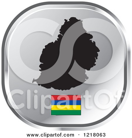 Clipart of a Silver Mauritius Map and Flag Icon - Royalty Free Vector Illustration by Lal Perera