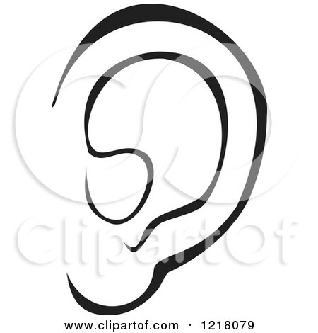 Clipart of a Black and White Human Ear - Royalty Free Vector Illustration by Bad Apples