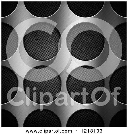 Clipart of a 3d Brushed Metal Background with Holes over Perforations - Royalty Free Illustration by KJ Pargeter