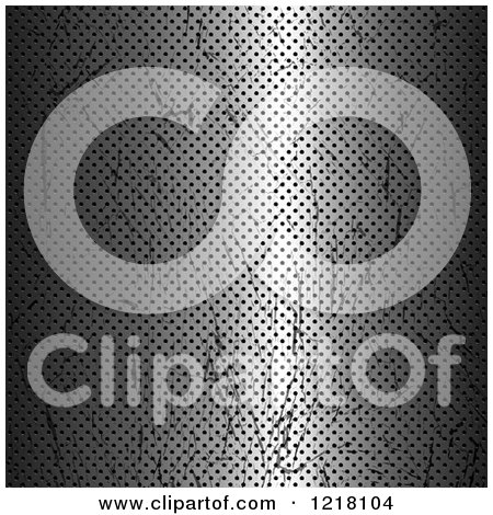 Clipart of a 3d Scratched Perforated Metal Background - Royalty Free Vector Illustration by KJ Pargeter