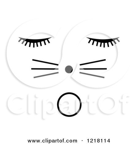 Clipart of a Black Surprised Cat Face on White - Royalty Free Illustration by oboy
