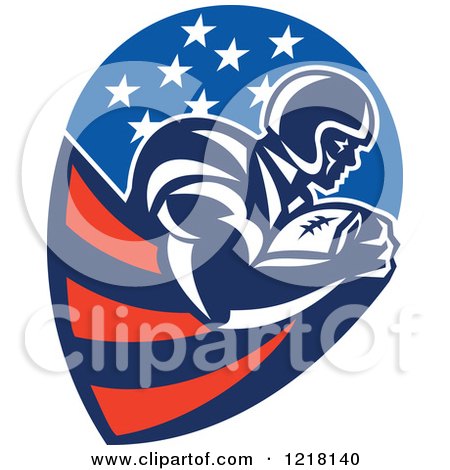 Clipart of a Running Back American Football Player in an American Design - Royalty Free Vector Illustration by patrimonio