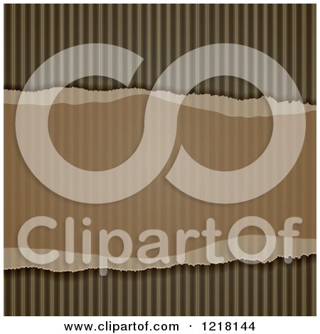 Clipart of a Ripped Corrugated Cardboard Background 2 - Royalty Free Vector Illustration by elaineitalia