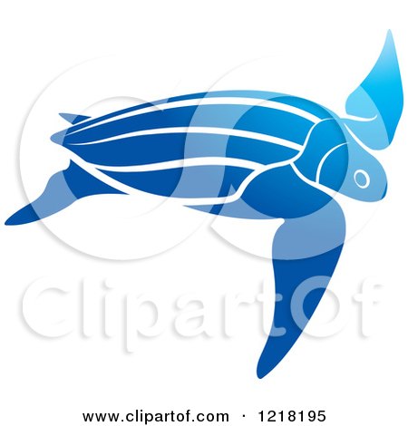 Clipart of a Blue Swimming Sea Turtle - Royalty Free Vector Illustration by Lal Perera