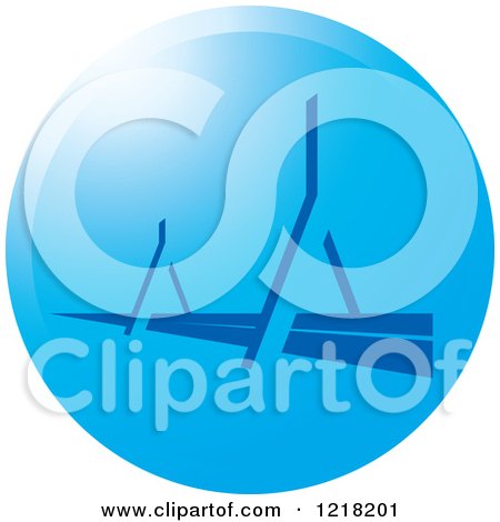 Clipart of a Modern Bridge in a Blue Circle - Royalty Free Vector Illustration by Lal Perera