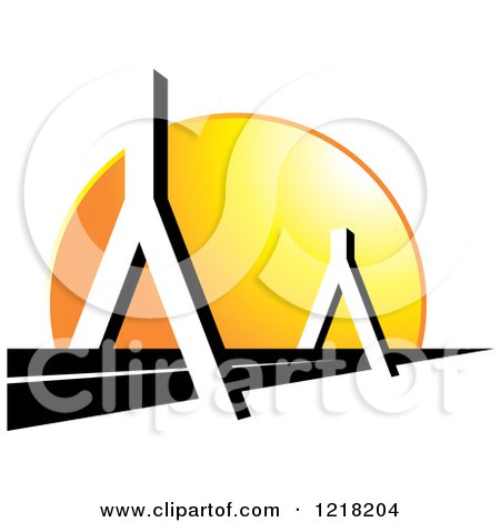 Clipart of a Modern Bridge and Sunset - Royalty Free Vector Illustration by Lal Perera