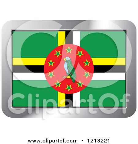 Clipart of a Dominica Flag and Silver Frame Icon - Royalty Free Vector Illustration by Lal Perera