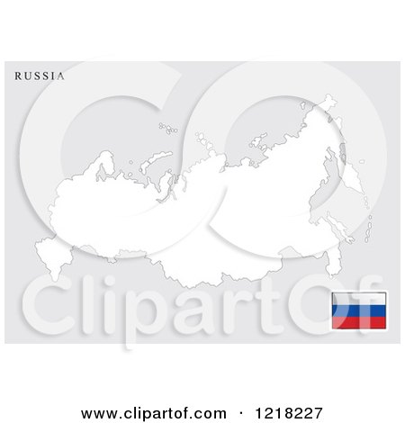 Clipart of a Russia Map and Flag - Royalty Free Vector Illustration by Lal Perera