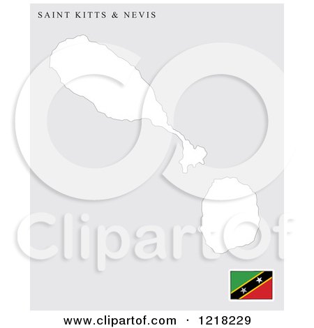 Clipart of a Saint Kitts and Nevis Map and Flag - Royalty Free Vector Illustration by Lal Perera