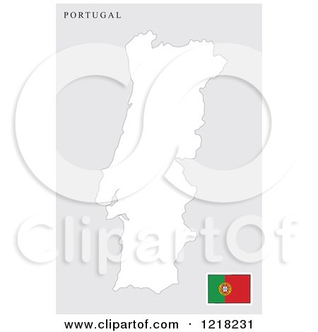 Clipart of a Portugal Map and Flag - Royalty Free Vector Illustration by Lal Perera