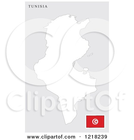 Clipart of a Tunisia Map and Flag - Royalty Free Vector Illustration by Lal Perera