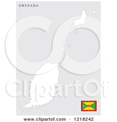 Clipart of a Grenada Map and Flag - Royalty Free Vector Illustration by Lal Perera