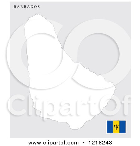Clipart of a Barbados Map and Flag - Royalty Free Vector Illustration by Lal Perera