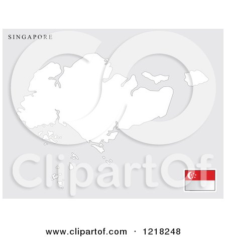 Clipart of a Singapore Map and Flag - Royalty Free Vector Illustration by Lal Perera