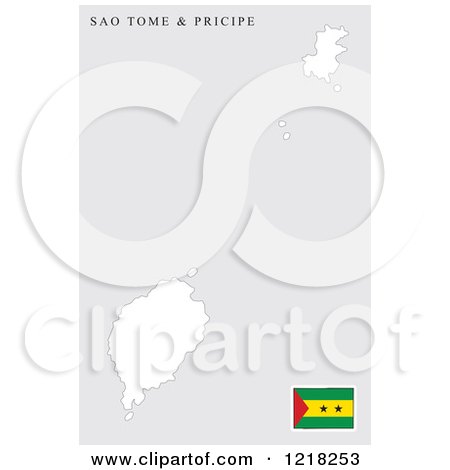 Clipart of a Sao Tome and Principe Map and Flag - Royalty Free Vector Illustration by Lal Perera
