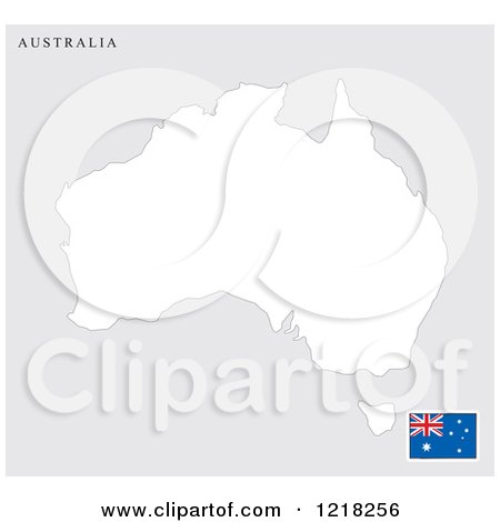 Clipart of a Australia Map and Flag - Royalty Free Vector Illustration by Lal Perera
