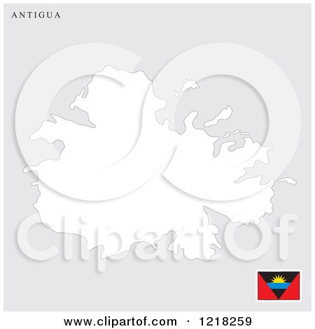 Clipart of a Antigua Map and Flag - Royalty Free Vector Illustration by Lal Perera