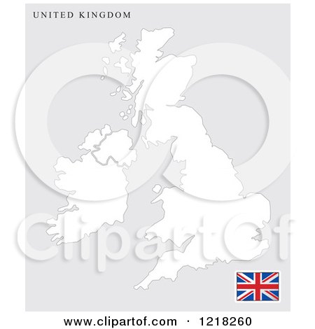 Clipart of a UK Map and Flag - Royalty Free Vector Illustration by Lal Perera
