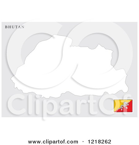Clipart of a Bhutan Map and Flag - Royalty Free Vector Illustration by Lal Perera