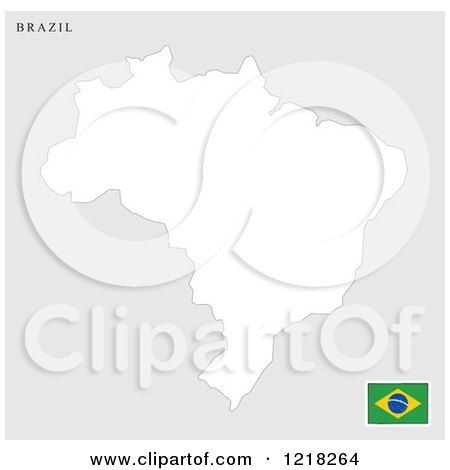 Clipart of a Brazil Map and Flag - Royalty Free Vector Illustration by Lal Perera