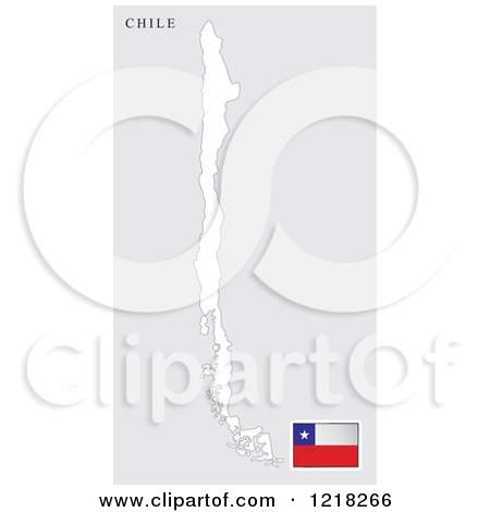 Clipart of a Chile Map and Flag - Royalty Free Vector Illustration by Lal Perera