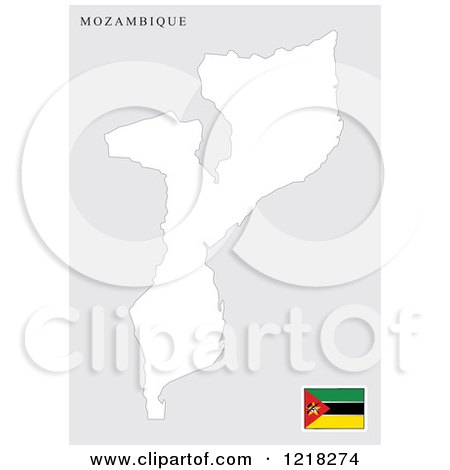 Clipart of a Mozambique Map and Flag - Royalty Free Vector Illustration by Lal Perera
