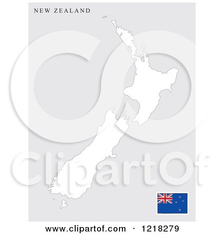 Clipart of a New Zealand Map and Flag - Royalty Free Vector Illustration by Lal Perera