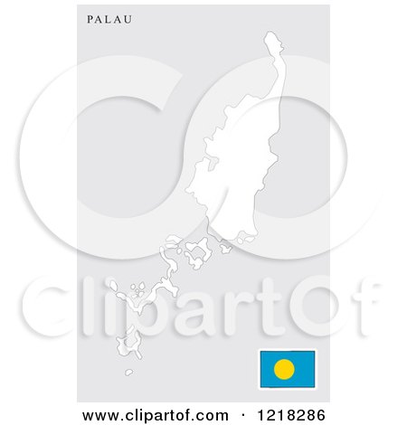 Clipart of a Palau Map and Flag - Royalty Free Vector Illustration by Lal Perera