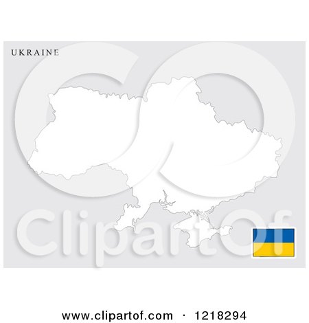 Clipart of a Ukraine Map and Flag - Royalty Free Vector Illustration by Lal Perera