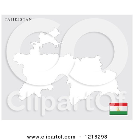 Clipart of a Tajikistan Map and Flag - Royalty Free Vector Illustration by Lal Perera