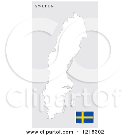 Clipart of a Sweden Map and Flag - Royalty Free Vector Illustration by Lal Perera