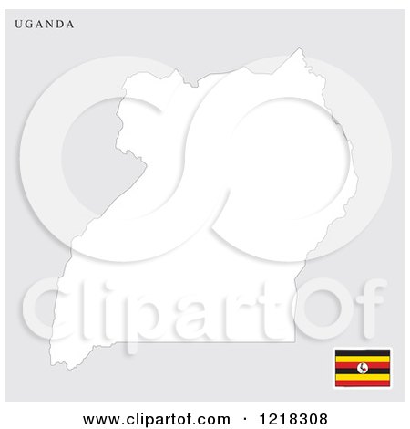 Clipart of a Uganda Map and Flag - Royalty Free Vector Illustration by Lal Perera