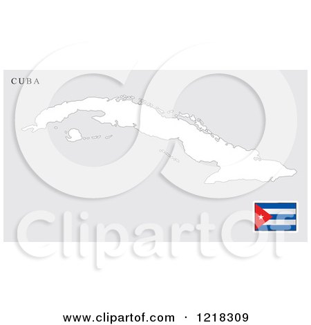Clipart of a Cuba Map and Flag - Royalty Free Vector Illustration by Lal Perera