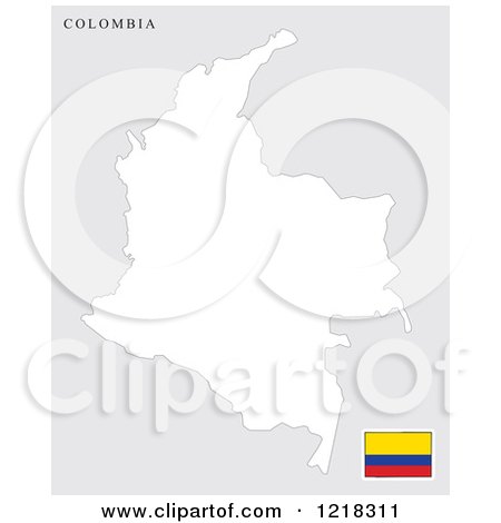 Clipart of a Colombia Map and Flag - Royalty Free Vector Illustration by Lal Perera