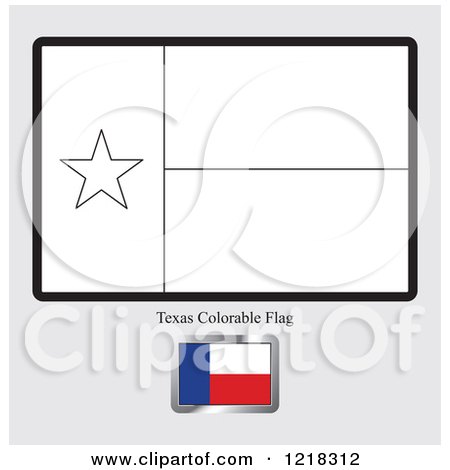 Clipart of a Coloring Page and Sample for a Texas Flag - Royalty Free Vector Illustration by Lal Perera